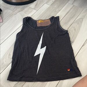 Aviator Nation Kids Charcoal Tank with White Lightning Bolt